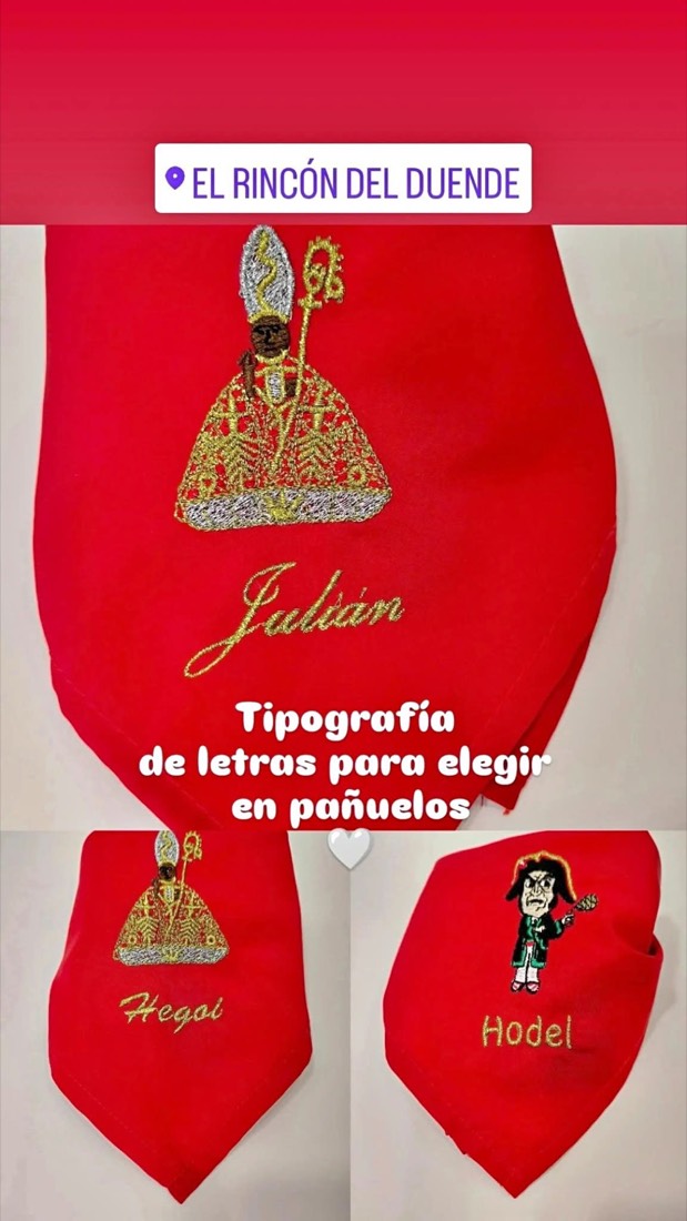 Tipografías de letras para elegir en pañuelos bordados de San Fermín